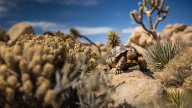 Joshua tree tortoise in joshua tree national park, california.